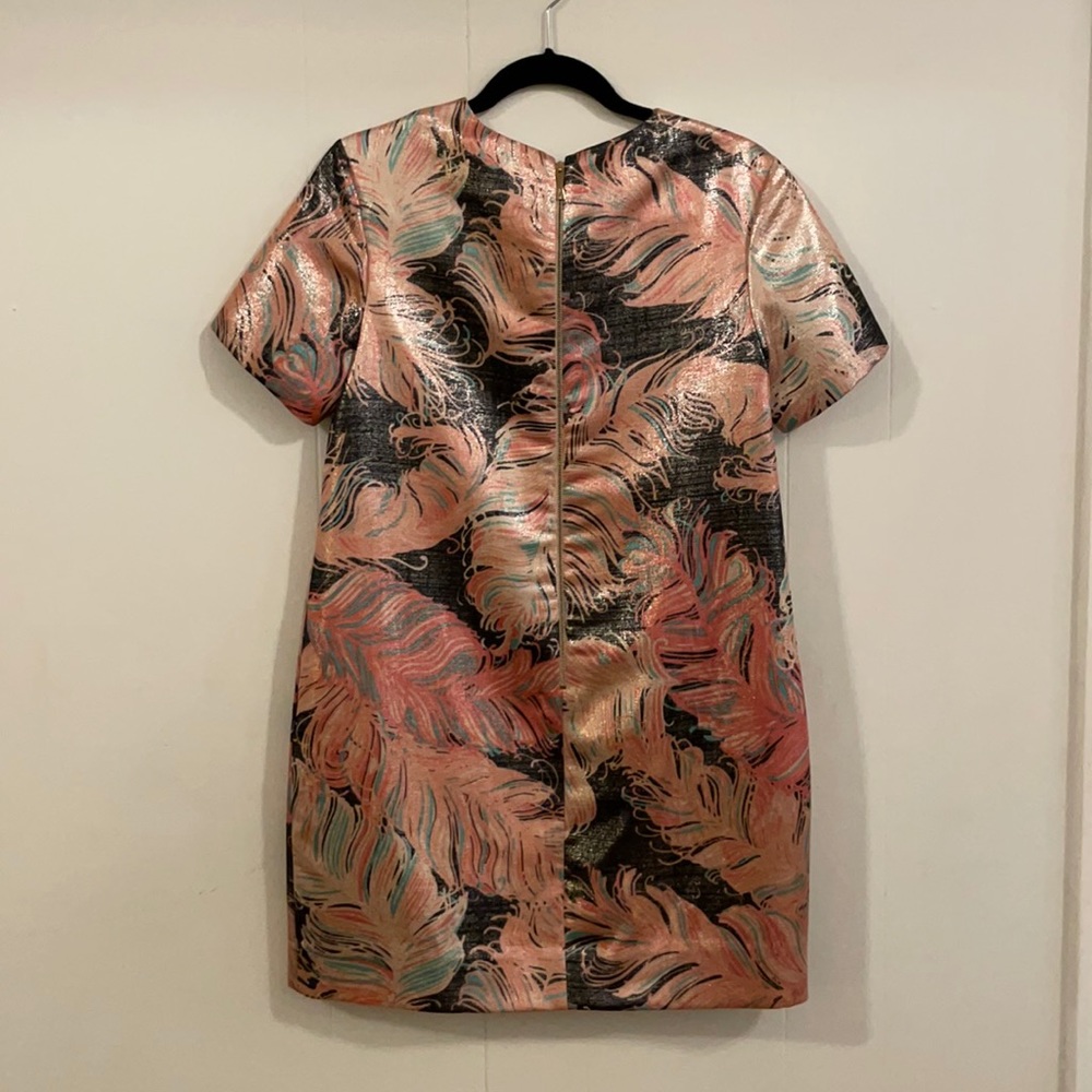 Kate Spade sz 4 cocktail dress, blush metallic rose gold print